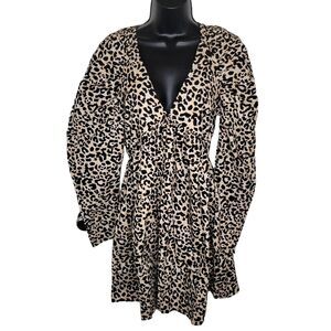 ASOS DESIGN Nwot cotton babydoll mini dress in leopard print Size 4